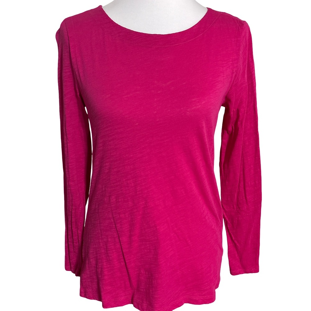 LOFT Fuchsia Cotton Long Sleeve Tee